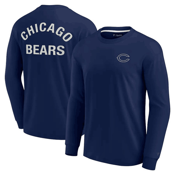 Men's Chicago Bears Navy Signature Unisex Super Soft Long Sleeve T-Shirt